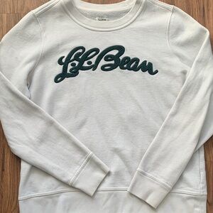 L.L. Bean White Sweatshirt with Green Logo